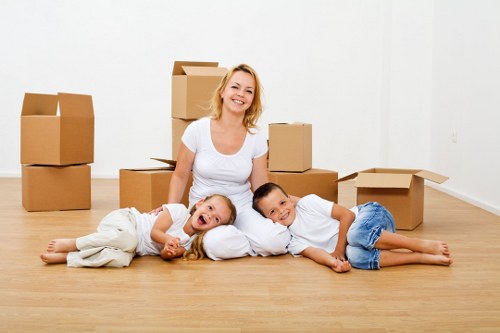 Packing and preparing boxes for a Whitechapel removal truck hire